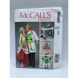 McCall's Christmas Apron Hat Slippers Table Leg Sewing Pattern M6860 - uncut